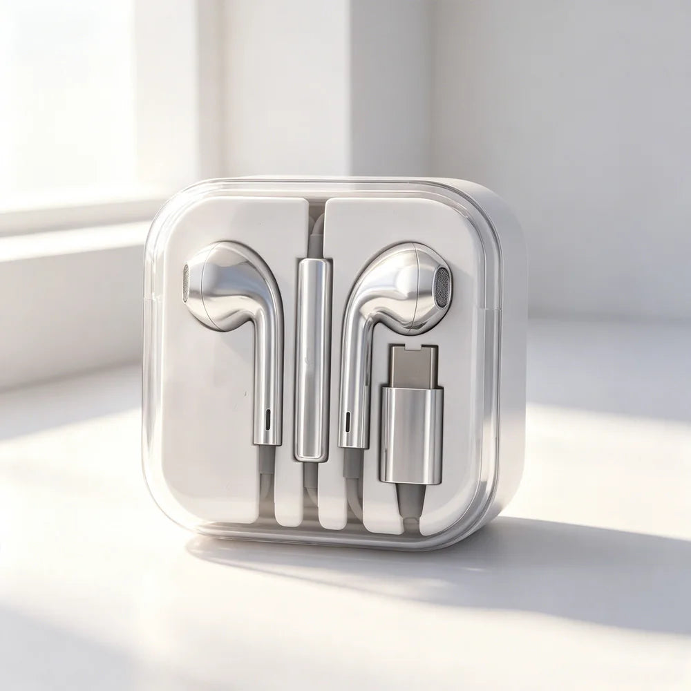 GLNZ Buds Spiegelsilber mit USB-C in der Box